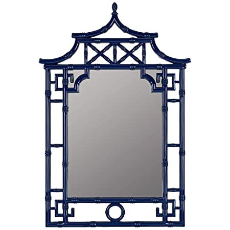 Amazon.com: Cooperclassics Home Decorative Pinlo Mirror - Lacquered Cobalt Finish : Home & Kitchen Tall Mirror, Chinoiserie Motifs, Bamboo Mirror, Chinoiserie Wall, Maximalist Decor, Chinoiserie Chic, Contemporary Room, Video Wall, Faux Bamboo