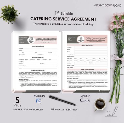 Catering Industry, Successful Business Tips, Corporate Catering, Contract Agreement, Party Catering, Contract Template, Successful Business, Catering Services, Wedding Catering