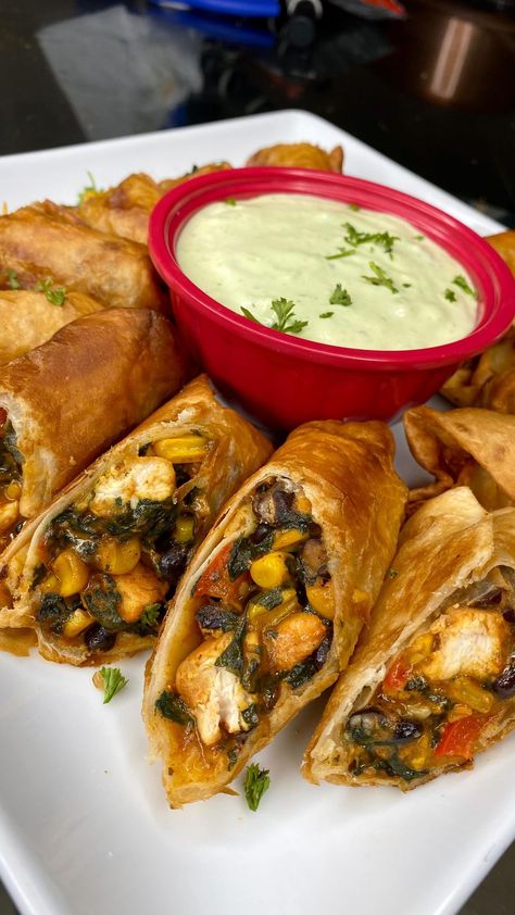 pinkplatedcatering on Instagram: Southwestern egg rolls w avocado ranch 🌶 . One of my fav things to order from Chilis 😋 super easy to make 👌🏽 #eggrolls #chilis #foodporn Chilis Egg Rolls, Chilis Southwestern Eggrolls, Southwest Egg Rolls, Southwestern Egg Rolls, Avocado Ranch, Egg Roll Recipes, Food List, Egg Rolls, Food Lists