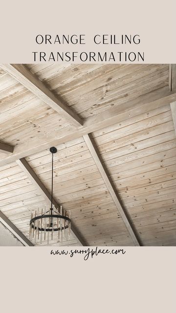 White Washing Wood Ceiling, Lighting In Wood Ceiling, Wood Panel Walls And Ceiling, Wood Board Ceiling Ideas, Bleached Wood Ceiling, White Washed Ceiling Planks, White Oak Wood Paneling, Old Wood Ceiling, Painting Wood Ceiling Before And After