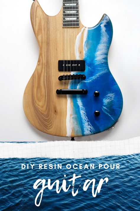 DIY Resin Ocean Pour On A Guitar Painting An Ocean, Diy Mail Organizer, Insulating A Shed, Guitar Video, Guitar Diy, Guitar Painting, Resin Art Painting, Bedroom Master, Resin Uses