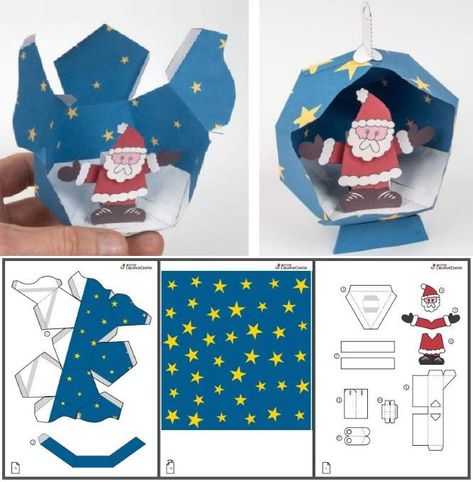 PAPERMAU: Christmas Time - Mover Santa Claus Adorno Papercraft de Brother Paper Craft Christmas Ornaments, Christmas Paper Diy, Cadeau Noel Diy, Paper Crafts Christmas, Christmas Svg Free, Paper Craft Christmas, Christmas Papercraft, Christmas Paper Craft, Paper Flower Arrangements