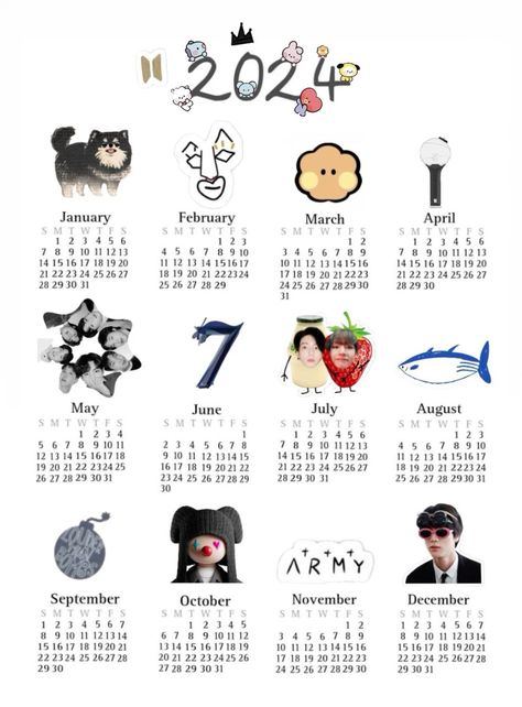 calendar with bts 2024 plannerstickers #stylishplanner #digitaltravelplanner Bts 2024 Calendar, Bts Calendar 2024 Printable, K Pop Poster, Bts Calendar, Bts Printable, Aesthetic Digital Planner, Journal Sketches, Undated Monthly Planner, August Calendar