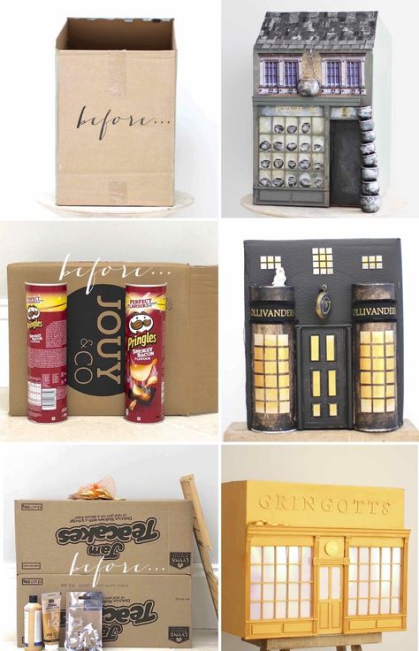 diagon alley Harry Potter Christmas Diy, Harry Potter Kawaii, Harry Potter Weihnachten, Diy Harry Potter Crafts, Classe Harry Potter, Harry Potter Diagon Alley, Dark Harry, Harry Potter Miniatures, Diy Harry Potter