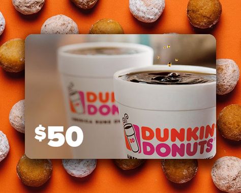 Dunkin Gift Card, Dunkin Donuts Gift Card, Donut Store, Donut Logo, Donut Gifts, Beverage Poster, Quick Service Restaurant, Diy Drinks, Birthday Gift Cards