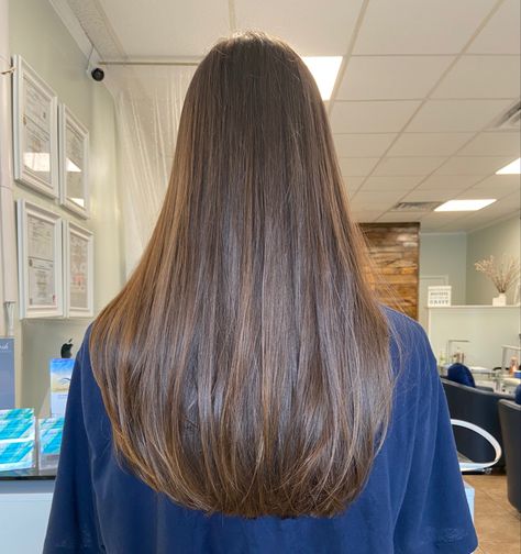 Long Round Layers Haircut Straight, U Shape Long Haircut, U Shaped Layered Hair Long, One Length Long Haircut, Round Long Haircut, U Line Haircut, Round Ends Haircut, Long Rounded Haircut, Haircut All One Length