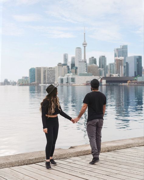 Polson Pier Toronto, Toronto Skyline, Cute Engagement Photos, Travel Canada, Canada Travel, Toronto Canada, Cn Tower, Engagement Photos, Toronto