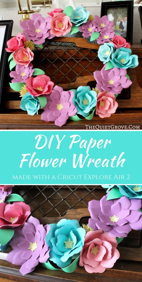 Papercraft Wreath, Cricut Essentials, Cricut Papercraft, Baby Diy Crafts, Paper Flower Wreath, Cricut Flowers, Baby Crafts Diy, Paper Flower Wreaths, Cricut Art