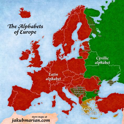 World History Facts, Language Map, Cyrillic Alphabet, Visual Map, Interesting Maps, European Map, Human Geography, Greek Alphabet, Story Map