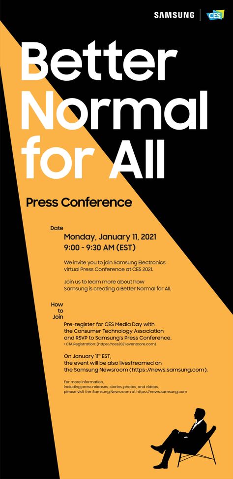 [Invitation] A ‘Better Normal for All’: Samsung’s CES 2021 Press Conference – Samsung Global Newsroom Seminar Invitation, Conference Invitation, Edit Layout, January 11, Invitation Card Design, Science Art, Press Conference, Cool Design, Editorial Design