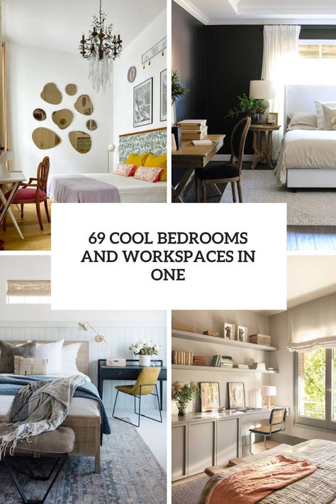 cool bedrooms and workspaces in one cover Cool Bedrooms, Office Bedroom Combo, Guest Bedroom Office Combo, Bedroom Office Combo, Guest Bedroom Home Office, Bedroom Workspace, Guest Bedroom/office, Ideas For Small Spaces, Cool Ideas