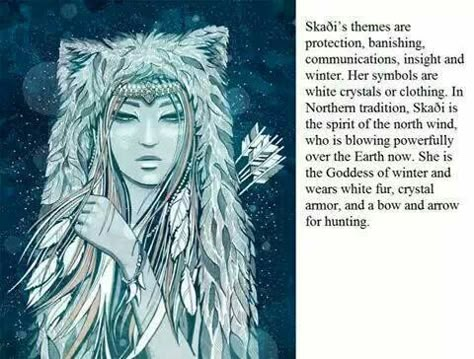 Skaði ~ Norse mythology Goddess of Winter and the hunt.   Skaði makes her home in the highest peaks where snow is neverending. Skadi Tattoo Norse Mythology, Giant Goddess, Goddess Skadi, Mythical Women, Norse Mythology Goddesses, Northern Mythology, Goddess Of Winter, Winter Goddess, Norse Paganism