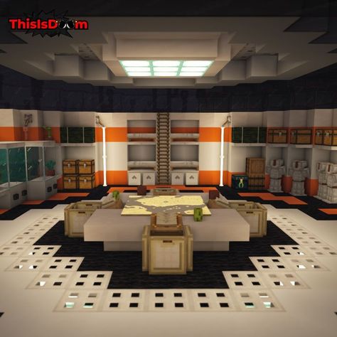 A space base built in Minecraft. Minecraft Science Lab Build, Minecraft Space, Interior Design Minecraft, Interior Minecraft, Minecraft Interior, Minecraft Interior Design, Minecraft House Plans, Bangunan Minecraft, Minecraft House Tutorials