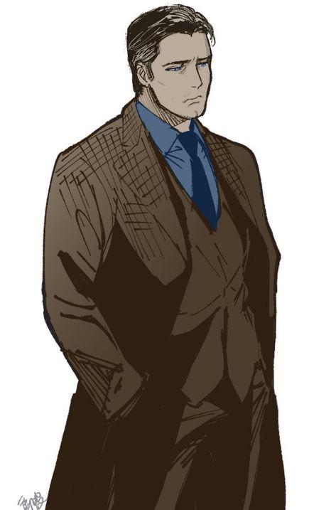 Businessman Art Character, Bruce Wayne Drawing, Detective Oc Art, Mob Boss Character Design, Mafia Men Art, Man In Suit Art, Bruce Wayne Art, Mafia Character Design, Anime Character Design Male