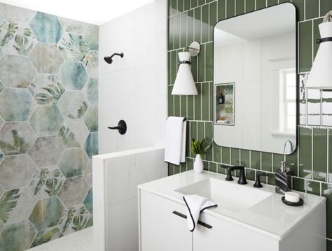 Modern Botanical | The Tile Shop Earthy Modern, Shower Backsplash, Sleek Bathroom, Different Design Styles, Floor Trim, Honed Marble, Tile Trends, Shower Surround, The Tile Shop