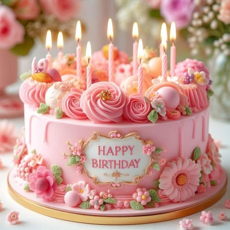 Hbd Cake, Happy Birthday Flower Cake, Happy Birthday Bouquet, Happy Birthday Wishes Pics, Happy Birthday Flowers Wishes, Birthday Wishes Pics, Simple Family Meals, Beautiful Birthday Wishes, Birthday Cake Decorating Ideas