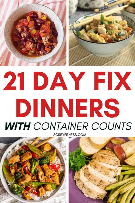 These easy 21 Day Fix dinner recipes with container counts simplify meal prep. #21dayfix #21dayfixrecipes #21dayfixdinners Easy 21 Day Fix Lunch, Meal Prep 21 Day Fix Recipes, Portion Fix Recipes Dinners, Easy 21 Day Fix Recipes Dinner, 21 Day Fix Recipes Soup, 21 Day Fix Casserole, Portion Fix Dinner Recipes, 21day Fix Recipes, Fixate Dinner Recipes