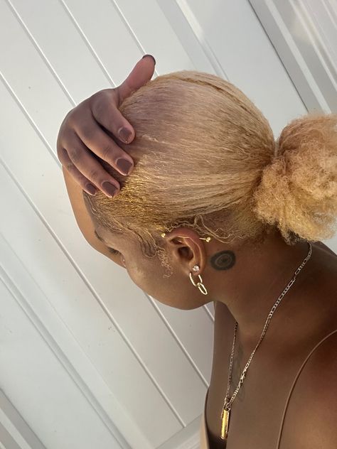 Blonde 4c Hair Natural, Bleached Hair Black Woman, Afro Blonde Hair, Blond Afro Hair Black Women, 4c Blonde Natural Hair, Blond 4c Hair, Blonde 4b Hair, Blond Hair On Dark Skin, Blonde Hair Black Women Dark Skin