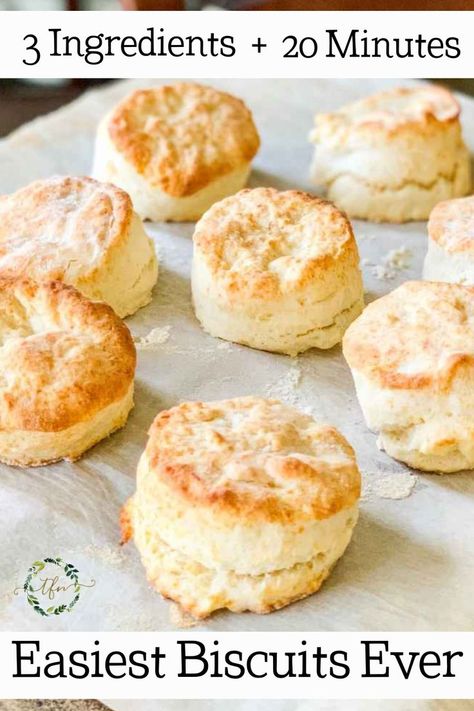 Easy Biscuit Recipe 3 Ingredients, 3 Ingredient Biscuits, Quick Biscuit Recipe, 2 Ingredient Biscuits, Quick Biscuits, Best Biscuit Recipe, Easy Homemade Biscuits, Homemade Biscuits Recipe, Easy Biscuit Recipe