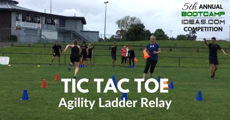 Tic Tac Toe Agility Ladder Relay (Competition Entry - Finisher) - Bootcamp Ideas Bootcamp Ideas, Cardio Circuit, Group Fitness Classes, Boot Camp Workout, Brighton Uk, Fitness Instructor, Group Fitness, Boot Camp, Free Training