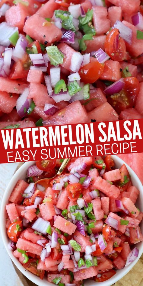 Watermelon Salsa Recipe, Best Watermelon, Pork Belly Tacos, Summer Salsa, Recipes With Fish Sauce, Watermelon Salsa, Birthday Plans, Basil Recipes, Juicy Watermelon