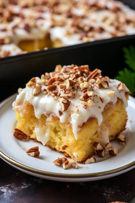 Easiest Pineapple Cake - That Oven Feelin Easy Pineapple Cake, Pineapple Cake, A Piece Of Cake, Natural Juices, Crushed Pineapple, Piece Of Cake, Toasted Coconut, Cake Ingredients, Cake Batter