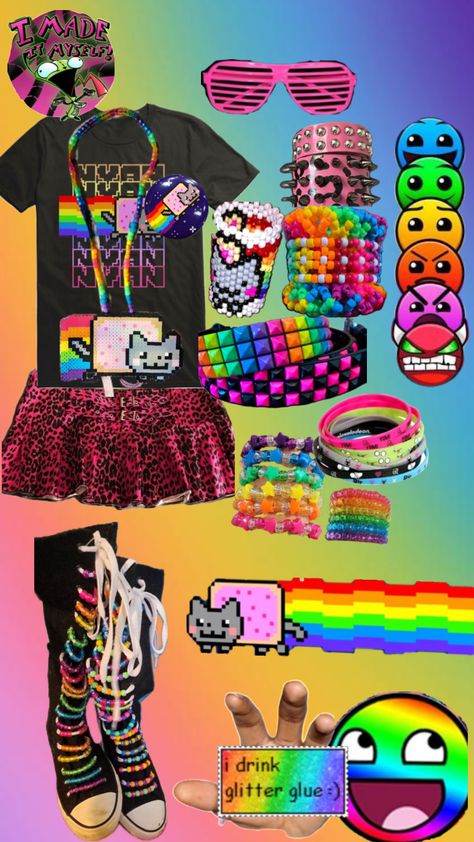 SCENE OUTFIT! X3!!1!1!1!!! #scenemo #scenekid #scene #sceneoutfit #outfit #outfitcollage Kandi Kid Outfit, Scenecore Outfit, Scene Kid Aesthetic, Scene Kid Outfits, Scene Kid Art, Scene Icons, Cute Wolf Drawings, Silly Clothes, Outfits 2000s