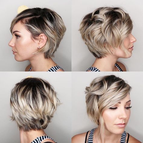 9,122 Likes, 87 Comments - @shorthair_love on Instagram: “@chloenbrown Hair by @andrewdoeshair #shorthairlove  #haircut #hairstyle #hair #pixiecut #shorthair…” Pixie 360 View, Pixie For Wavy Hair, Double Crown Hairstyles, Pixie 360, Short Hairstyle Women, Short Hair Model, Long Face Hairstyles, Medium Short Hair, Blonde Hairstyles