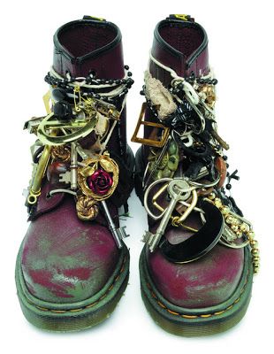 life on mars?!: Dr. Martens collaboration with famous designers Charms, Boots, Purple, White