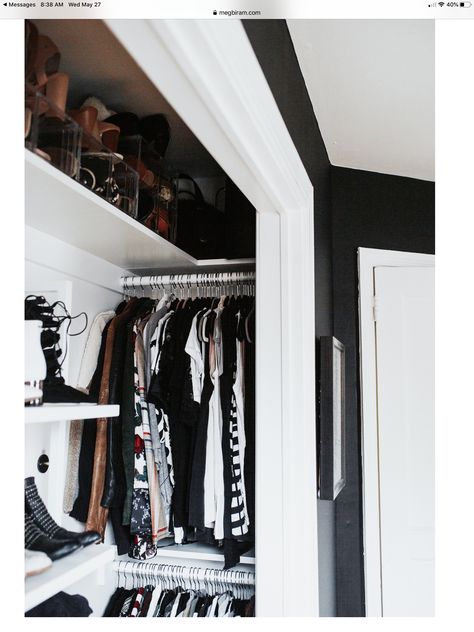 Closet Redo, Home Office Closet, Small Closet Space, Tiny Closet, Reach In Closet, Closet Renovation, Open Closet, Closet Layout, Small Closets