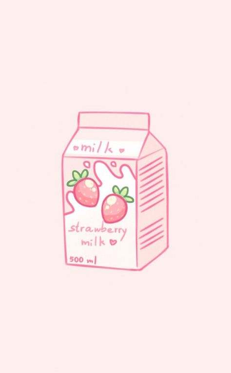 Cute Home Screens, Free Pics, Strawberry Milk, Strawberries, Milk, Pink