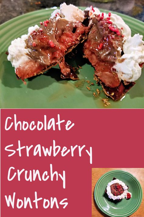 Strawberry Chocolate Wonton Dessert - Wontons are Not Just for Soup! Wontons are not just for soup! I used them to make a tasty chocolate strawberry dessert. #wontons #dessert #recipe #chocolatestrawberry AD via @BooksCooksLooks Wontons Recipes, Dessert Wontons, Chocolate Strawberry Dessert, Chocolate Strawberry Desserts, Vegan Vegetable Recipes, Sheet Pan Meals Chicken, Wonton Cups, Wonton Recipes, Strawberry Dessert