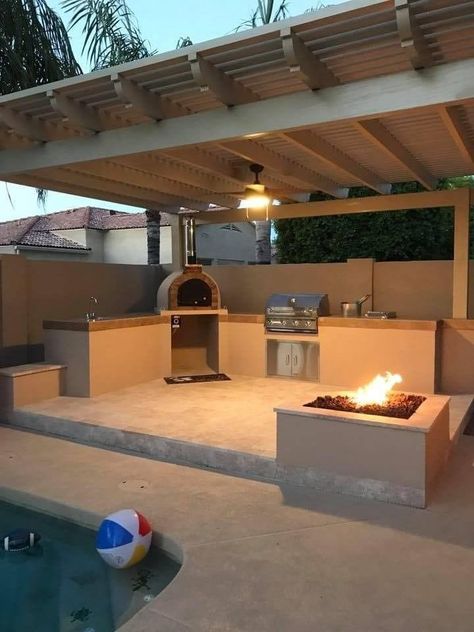 Design Per Patio, Outdoor Kitchen Design Modern, Outdoor Bbq Area, Outdoor Barbeque, Modern Outdoor Kitchen, Outdoor Kitchen Decor, Outdoor Kitchen Plans, Outdoor Bbq Kitchen, Pizza Oven Outdoor