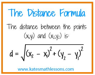 The Distance Formula - KATE'S MATH LESSONS Distance Formula Notes, Teaching Ideas Middle School, School Math Notes, Plane Math, Test Notes, Maths Formula Book, Sat Vocabulary, Minimal Pairs, Distance Formula