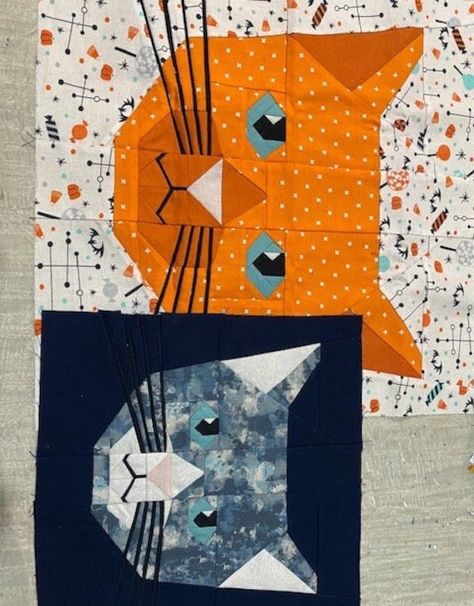 "This pattern uses the Foundation Paper Piecing method of sewing, and is friendly for people who have some experience sewing and quilting already (or an enthusiastic beginner who has a bit of patience!). The printable pattern includes both 10\" x 10\" and 15\" x 15\" patterns. This kitty cat quilt square comes as a downloadable PDF that you can print out and/or view on your computer. The PDF comes in A4 or Letter paper sizing. If you have problems printing this PDF, try to change margin size on your printer... if that doesn't work, please reach out to me through Etsy and I'll get back to you within 7 business days. I make all my own patterns from scratch using my imagination, my Brother sewing machine, and Adobe Illustrator. I'm not new to the world of pattern making or quilting, but this Cat Quilt Pillow, Peeping Cats Quilt, Cat Quilt Block Pattern Free, Cat Quilt Block, Camping Quilt, Brother Sewing Machine, Cat Quilts, Cat Quilt Patterns, Animal Inspiration