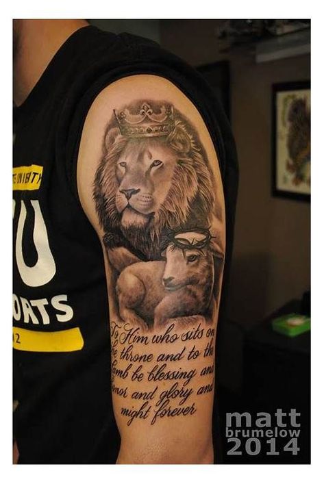 Lion and the Lamb | Mens lion tattoo, Lamb tattoo, Lion and lamb Lion Of Judah Tattoo For Women, Lion And Lamb Tattoo, Christian Tattoos Men, Lamb Tattoo, Draw Tattoo, Biblical Tattoos, Bible Tattoos, Christian Tattoo, Christian Sleeve Tattoo