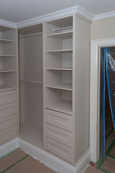 Built In Bedroom Cabinets, Pax Corner Wardrobe, Corner Wardrobe Closet, Cabinets With Drawers, Closet Design Ideas, Custom Closet Shelving, Mini Closet, Diy Custom Closet, Built In Closet