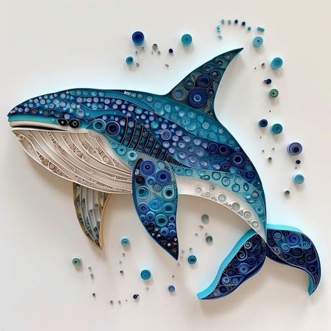 Quilling Ocean, Quilled Animals, Paper Layering, Whale Artwork, Quill Art, Quilling Inspiration, Diy Quilling Crafts, Quilling Letters, Quilling Projects