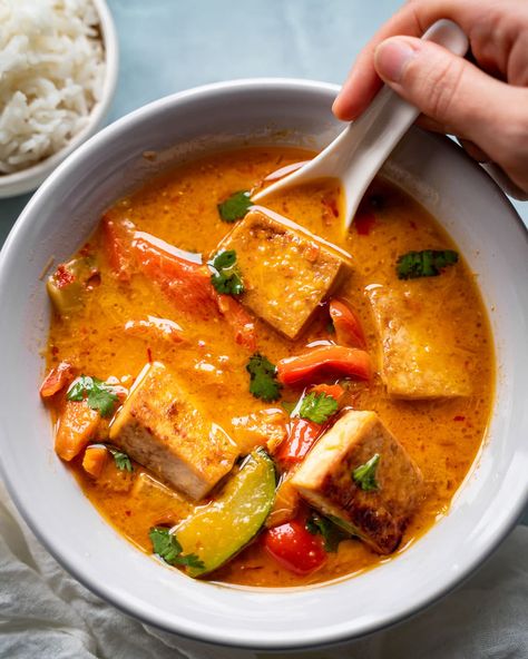 Vegan Thai Red Curry, Curry With Tofu, Red Thai Curry, Tofu Curry, Thai Curry Paste, Red Thai, Curry Ingredients, Tofu Dishes, Vegan Curry