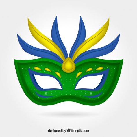 Flat brazilian carnival mask Free Vector Carnival Mask Drawing, Brazil Decorations, Brazil Festival, Daycare Room Ideas, Carnival Background, Carnaval Outfit, Carnival Dancers, Brazilian Carnival, Brazil Carnival