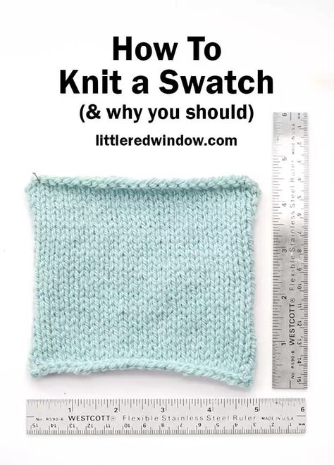 Learn all about how to knit a swatch and why you should always knit a gauge swatch before you start a knitting project! Knit Stitches For Beginners, Unique Knitting Patterns, Kids Knitting Patterns, Baby Hat Knitting Pattern, Knitting Basics, Hat Knitting Pattern, Fair Isle Knitting Patterns, Cowl Knitting Pattern, Knitting Gauge