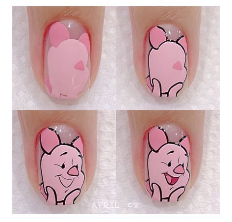 Pig Nails, Disneyland Nails, Ny Nails, Disney Nail Designs, Disney Inspired Nails, Secret Nails, Bears Nails, Hello Nails, Punk Nails