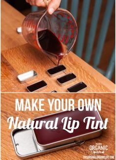 Natural Lip Tint, Make Your Own Makeup, Homemade Makeup, Diy Kosmetik, Homemade Lotion, Diy Lips, Diy Cosmetics, Organic Makeup, Natural Lip