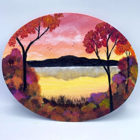 Signed By Me (Amber) Acrylic Painting On 10" X 8" Oval Canvas Panel (Unframed & Hanger Not Installed On Back). "Peaceful Autumn" Landscape Painting. Feel Free To Message Me With Any Questions. Price Negotiable. Smoke Free Home. Autumn Paintings On Canvas Easy, Autumn Acrylic Painting, Oval Canvas, Autumn Landscape Painting, Marilyn Monroe Painting, Vintage Framed Art, Deer Painting, Floral Watercolor Paintings, Easy Canvas