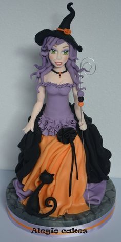 Holiday Food Ideas, Witch Cake, Halloween Wedding Cakes, Doll Cake Topper, Halloween Cake, Fondant Figures, Doll Cake, Theme Halloween, Gorgeous Cakes