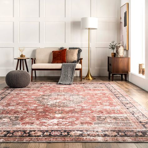 Canora Grey Buine Oriental Area Rug in Red | Wayfair Laundry Room Rugs, Area Rug For Living Room, Solid Color Rug, Washable Area Rug, Clearance Rugs, Custom Size Rugs, Rugs Usa, Living Room Area Rugs, Rug For Living Room