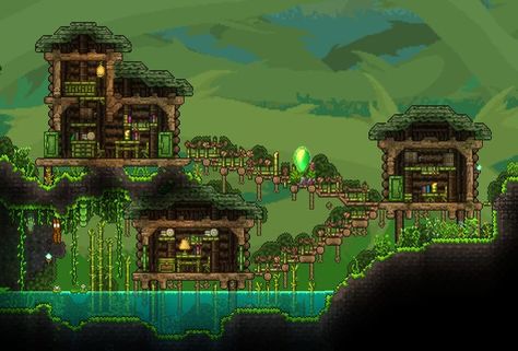 Terraria Game, Terrarium Base, Terraria Tips, Terraria House Ideas, Terraria House Design, Jungle Tree, Jungle House, Terrarium Decor, Minecraft Blueprints