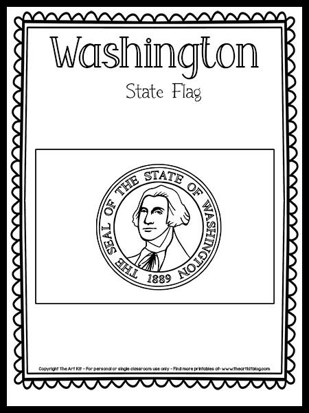 Washington State Coloring Pages, Washington State Flag, Summer Lesson Plans, State Project, Washington State History, Summer Lesson, Flag Drawing, Florida Flag, State Crafts