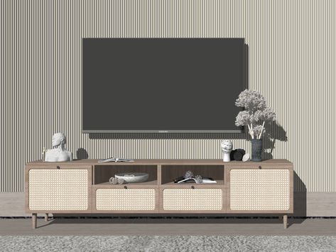 Wicker Tv Unit, Cane Tv Unit, Tv Stand Cane Webbing, Rattan Tv Stand White, Tv 3d Warehouse, Living Room 3d Warehouse, Tv Unit 3d Warehouse, Sketchup 3d Warehouse, Furniture Details Design