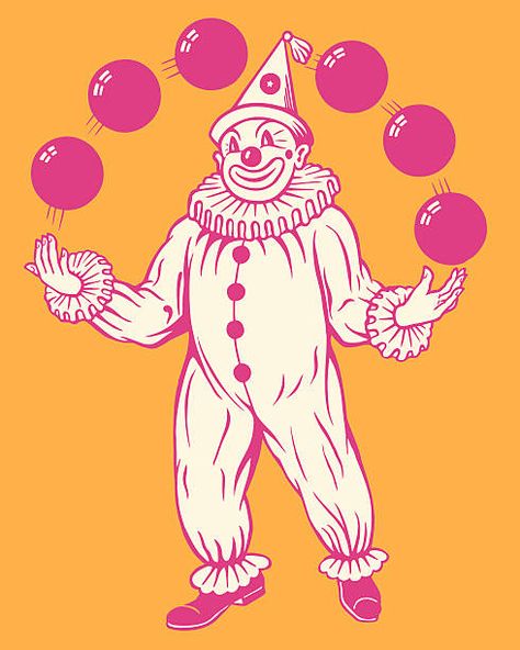 Creepy Clown Illustration, Clown Illustration Vintage, Clown Cartoon Drawing, Clown Juggling Drawing, Clown Graphic Design, Vintage Clown Illustration, Cute Clown Illustration, Happy Clown Drawing, Clown Font